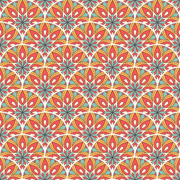 Ilustración de patrones sin fisuras mandala colorido