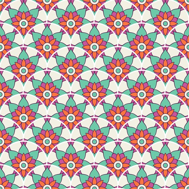 Ilustración de patrones sin fisuras mandala colorido
