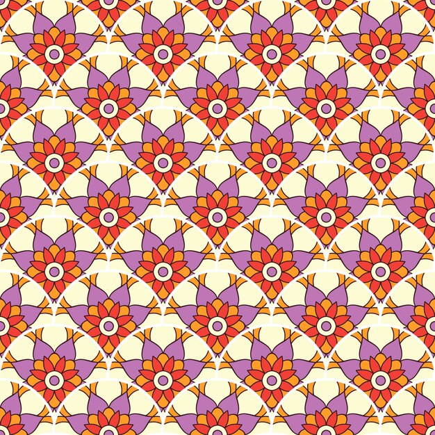 Ilustración de patrones sin fisuras mandala colorido
