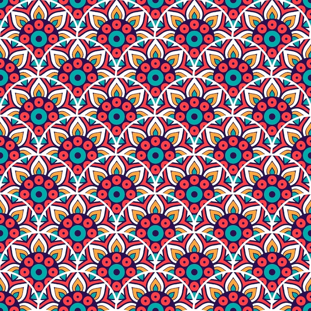 Ilustración de patrones sin fisuras mandala colorido