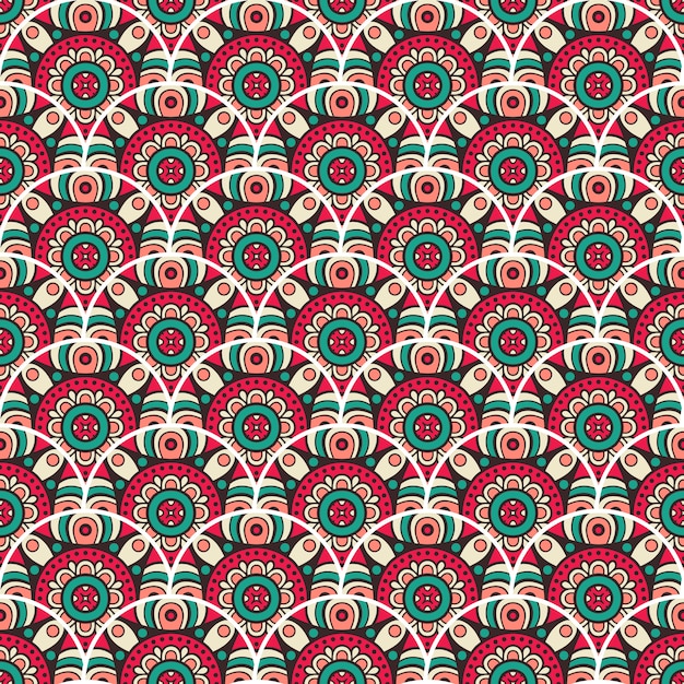 Ilustración de patrones sin fisuras mandala colorido