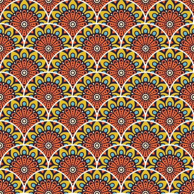 Ilustración de patrones sin fisuras mandala colorido