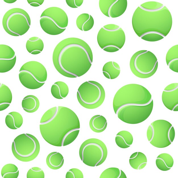 Ilustración de patrones sin fisuras de pelotas verdes de tenis Equipo deportivo Ilustración vectorial