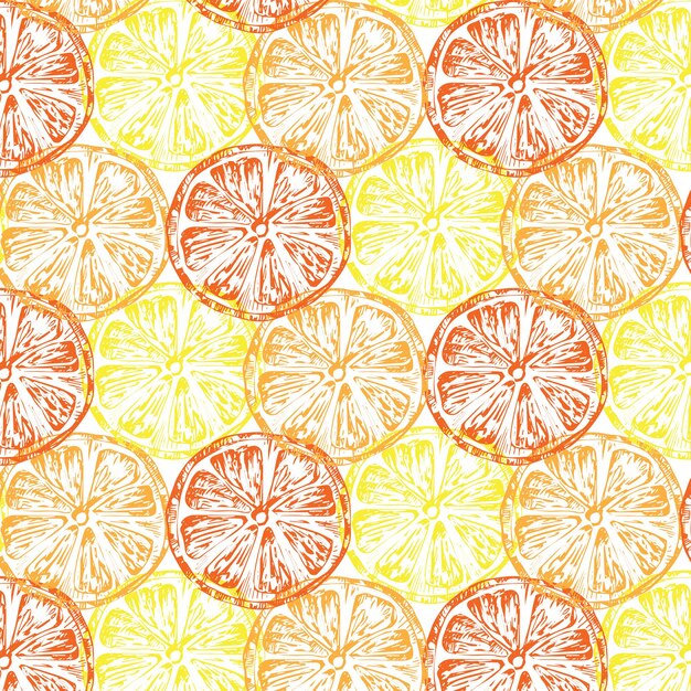 Ilustración de patrones sin fisuras de rebanada de círculo de cítricos.