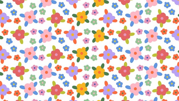 Ilustración de patrones de flores de colores con patrones florales sin costuras