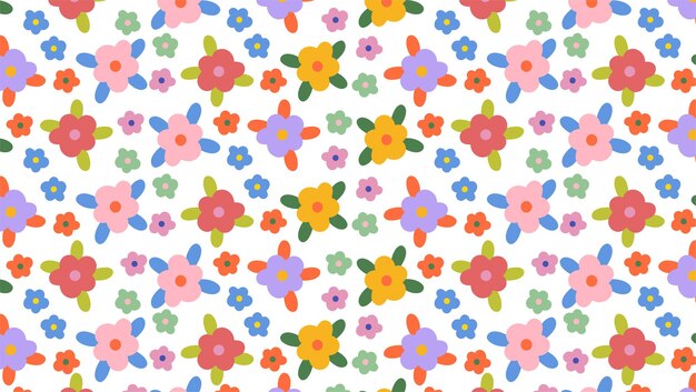 Vector ilustración de patrones de flores de colores con patrones florales sin costuras