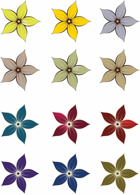 Ilustración de patrones de flores en varios colores
