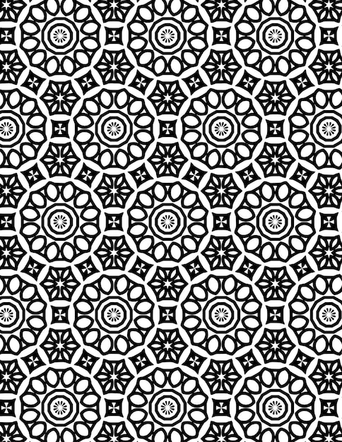 Ilustración de patrones geométricos repetidos en blanco y negro