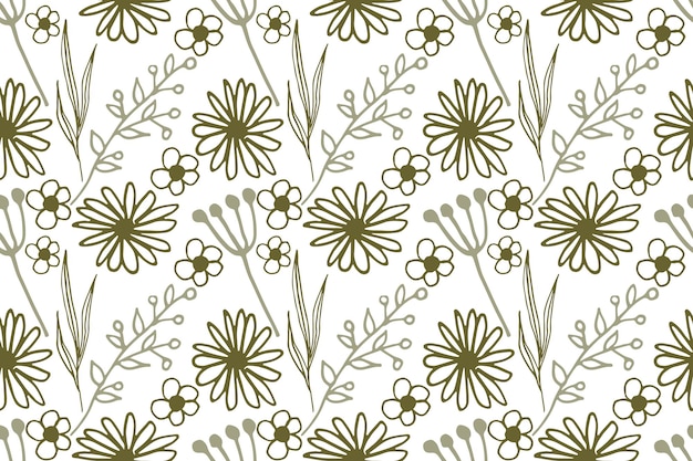 Ilustración de patrones vectoriales elementos de la naturaleza flores modernas y de moda dibujadas a mano