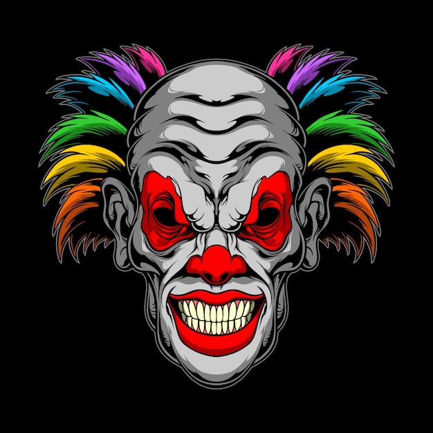 Vector ilustración de payaso arco iris espeluznante