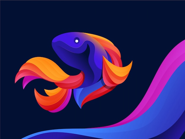 Vector ilustración de peces abstractos coloridos
