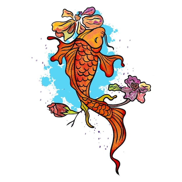 Vector ilustración de peces koi acuarela