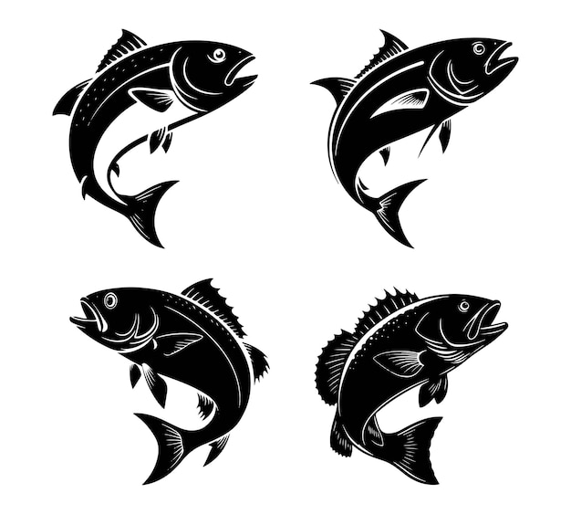 Ilustración de peces nadadores Diseño vectorial vibrante del océano