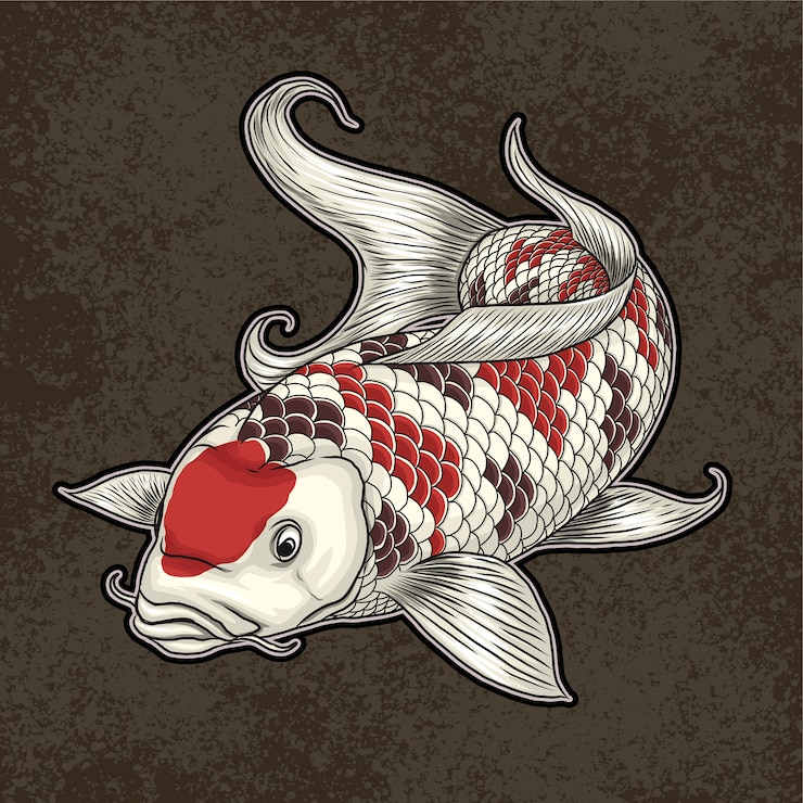 Vector ilustración de peces ornamentales koi japón