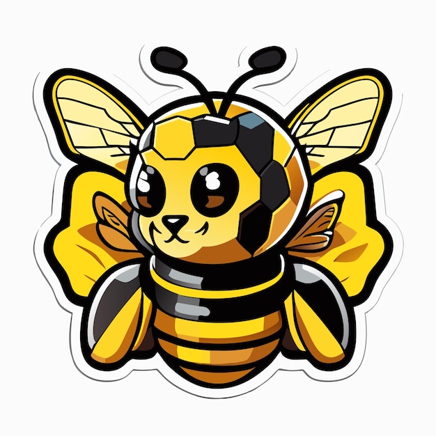 Vector ilustración de pegatina de abeja africanizada de dibujos animados