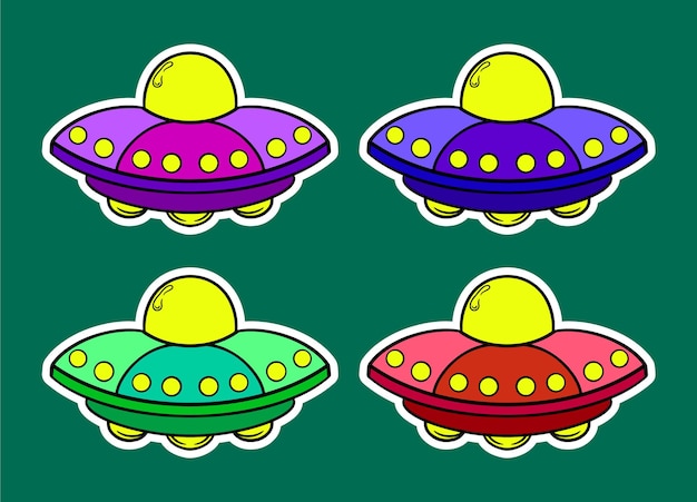 Vector ilustración de una pegatina de doodle ufo muy linda