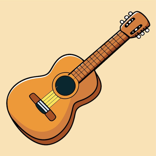 Ilustración de la pegatina del icono vectorial del clipart de la guitarra
