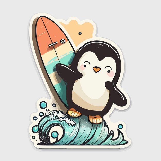 Vector ilustración de una pegatina de pingüino