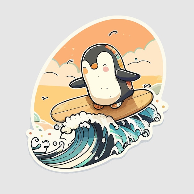 Vector ilustración de una pegatina de pingüino