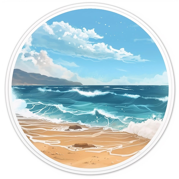 Vector ilustración de una pegatina de playa de fondo blanco sencillo