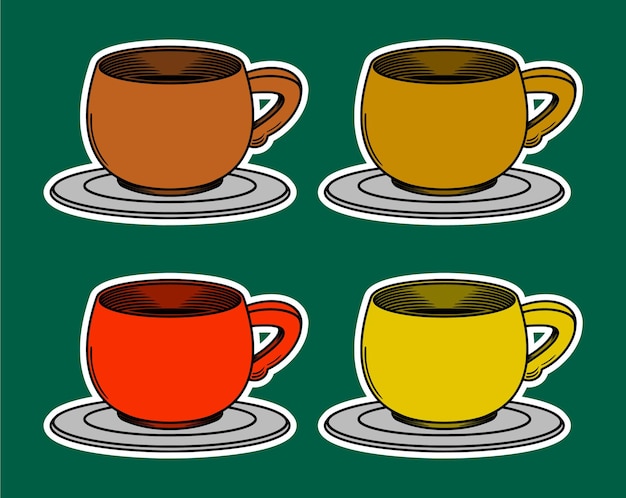 Ilustración de la pegatina de la taza de café