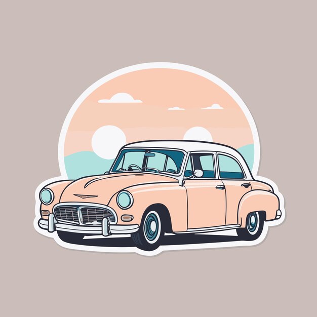 Vector ilustración de pegatinas de automóviles antiguos diseño vectorial retro