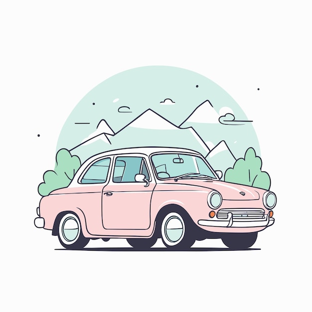 Vector ilustración de pegatinas de automóviles antiguos diseño vectorial retro