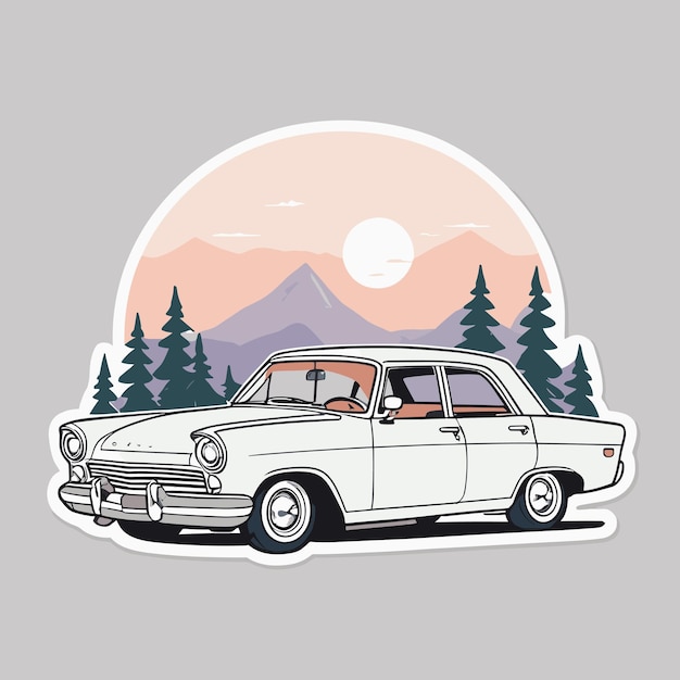 Vector ilustración de pegatinas de automóviles antiguos diseño vectorial retro