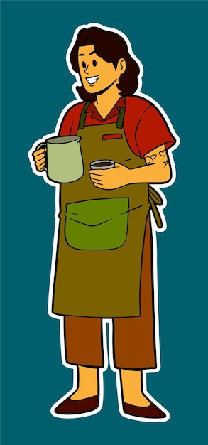 Ilustración de pegatinas de Doodle para baristas femeninas