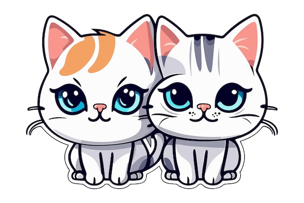 Vector ilustración de pegatinas de gatos divertidos lindos