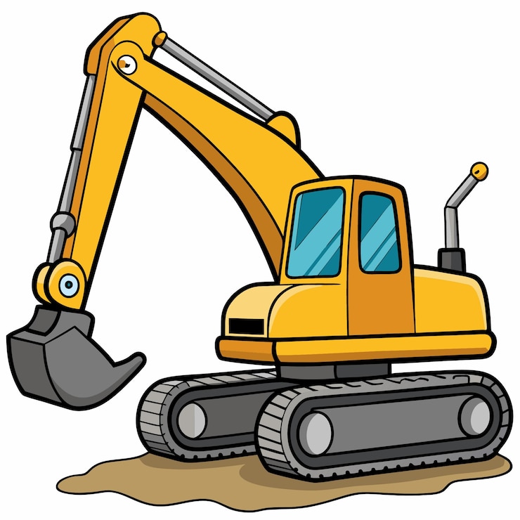 Vector ilustración de pegatinas con íconos vectoriales de arte para excavadoras