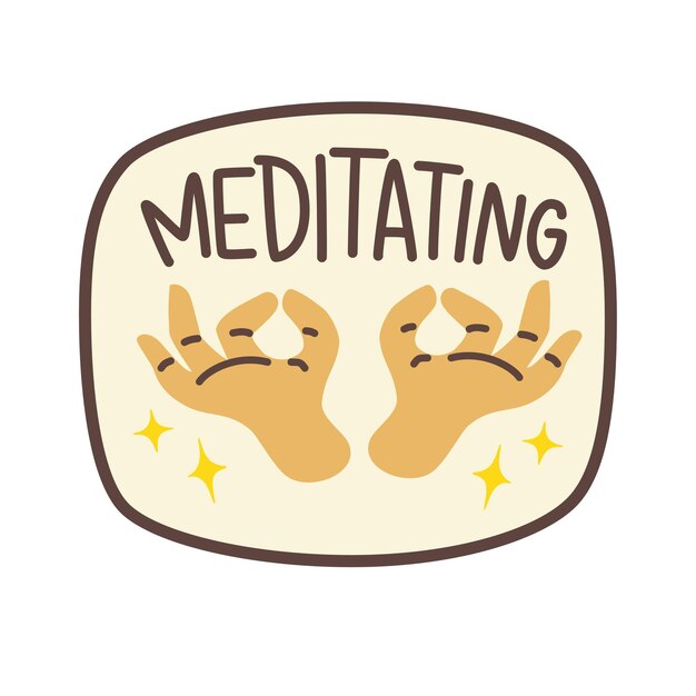 Ilustración de pegatinas de meditación retro