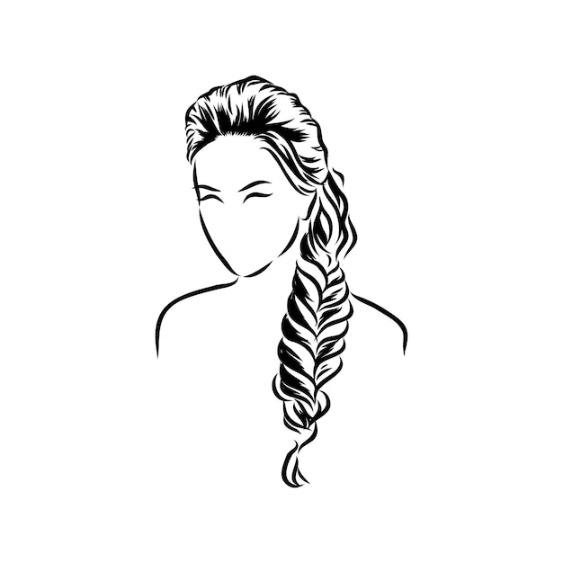 Ilustración de peinado de negocios con cabello largo natural idea dibujada a mano para tarjeta de felicitación