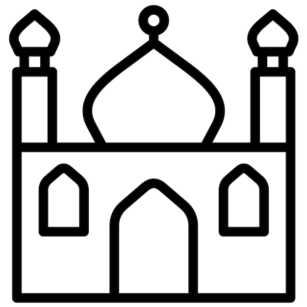 Ilustración de un pequeño icono vectorial de la mezquita del conjunto de iconos del Ramadán