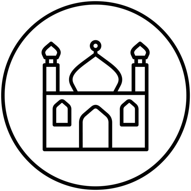 Ilustración de un pequeño icono vectorial de la mezquita del conjunto de iconos del Ramadán