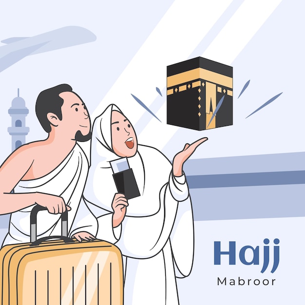 Vector ilustración de peregrinación hajj islámica 6