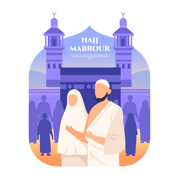 Ilustración de peregrinación islámica hajj