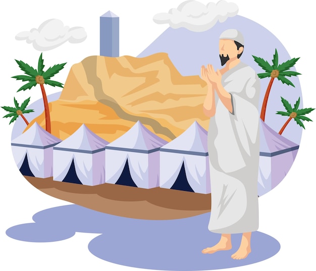 Vector ilustración de peregrinación umrah y hajj