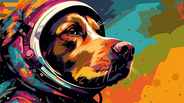 Vector ilustración de perro de dibujos animados dibujada a mano arte pop