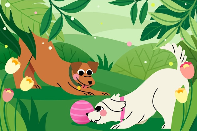 Ilustración de perro de dibujos animados dibujada a mano