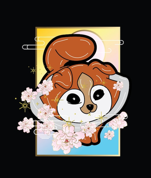 ilustración de perro con estilo japonés para evento kaijune