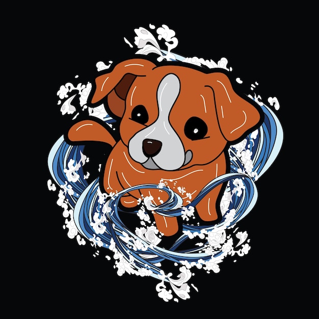 Vector ilustración de perro con estilo japonés para evento kaijune