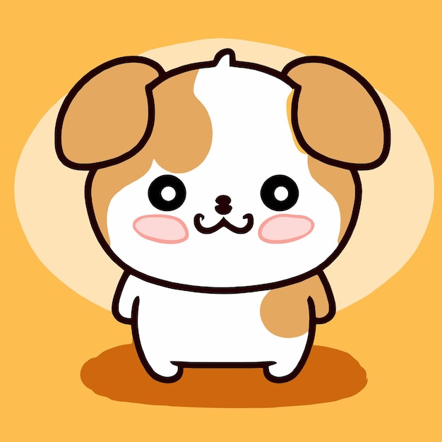 Ilustración de perro lindo estilo de dibujo vectorial de perro kawaii chibi dibujos animados de perro