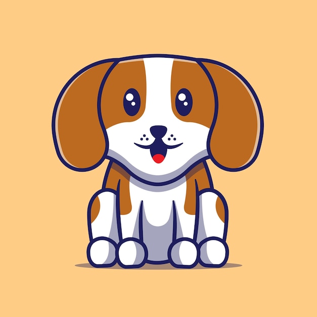 Ilustración de perro. lindo perrito sentarse vector ilustración