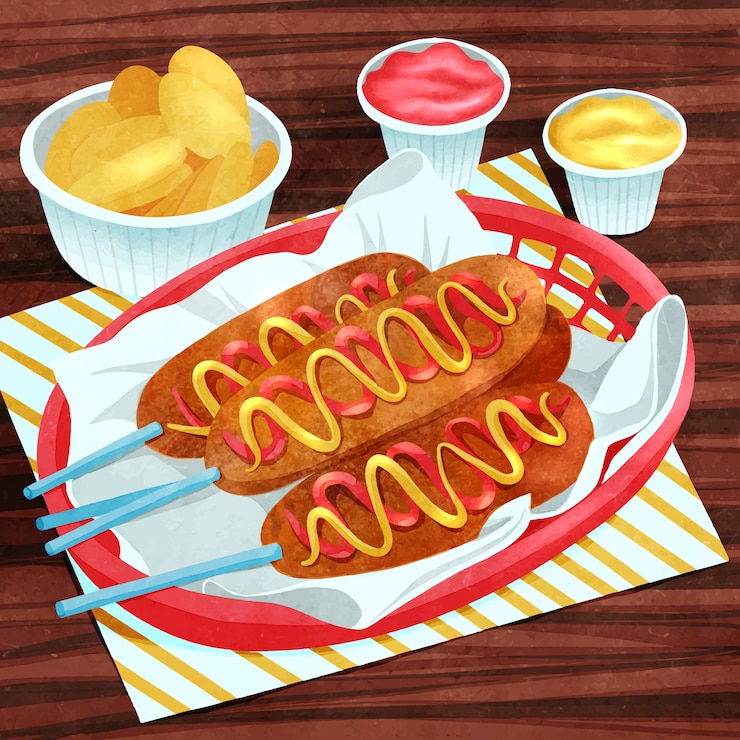 Vector ilustración de perro de maíz acuarela