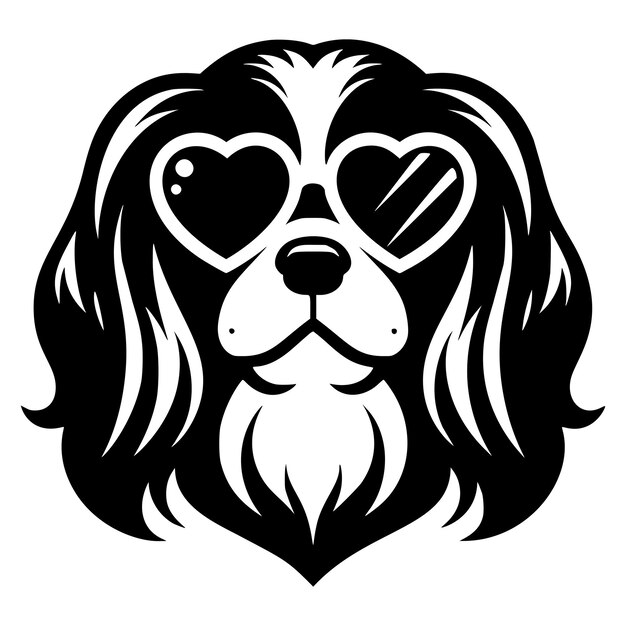 Ilustración de un perro de ojos de corazón