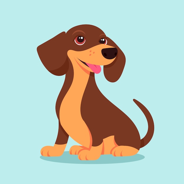 Vector ilustración de perro salchicha de dibujos animados dibujados a mano