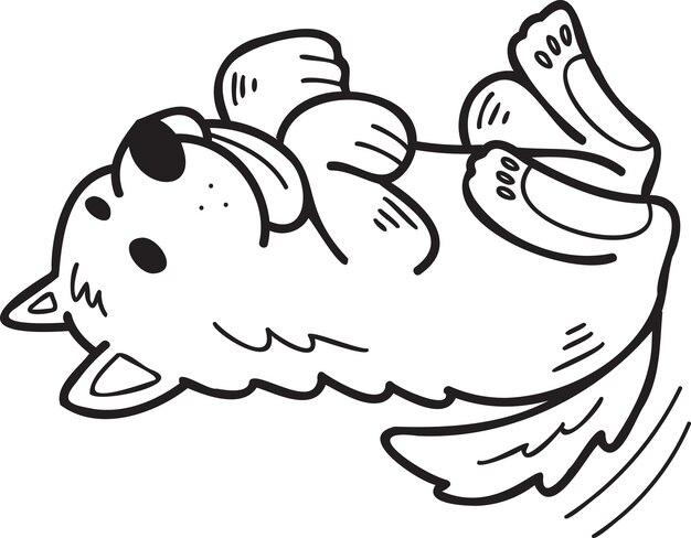 Vector ilustración de perro samoyedo dormido dibujado a mano en estilo garabato