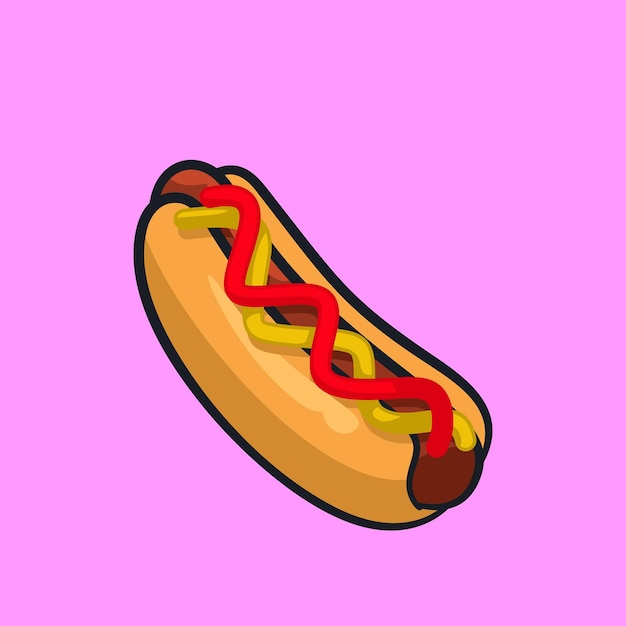 Ilustración de perros calientes de dibujos animados arte digital de comida rápida