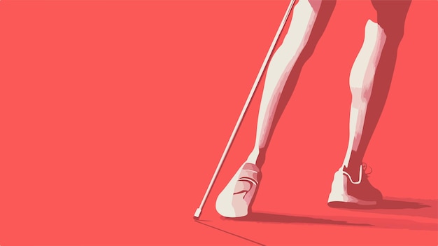 Ilustración de una persona con dolor de espalda con un bastón aislado